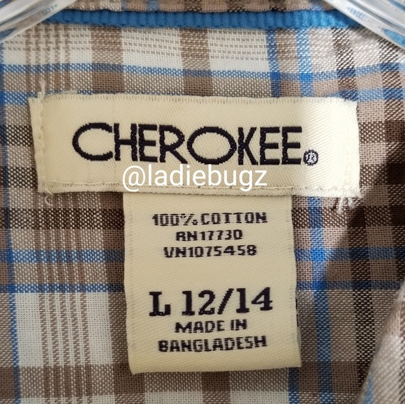 Cherokee Brown, Cream, Blue Plaid - Picture 4 of 4